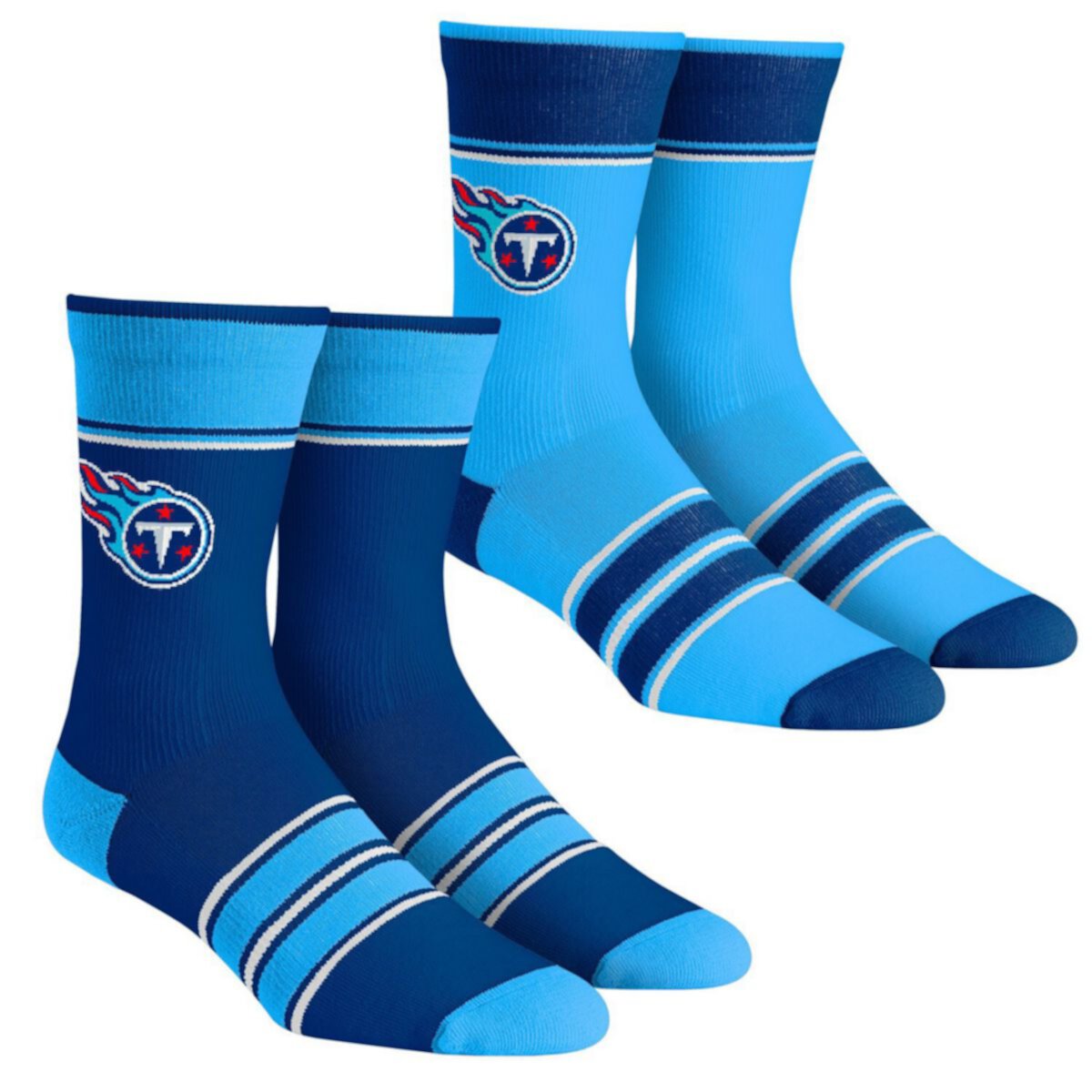Unisex Rock Em Socks Tennessee Titans Multi-Stripe 2-Pack Team Crew Sock Set Unbranded