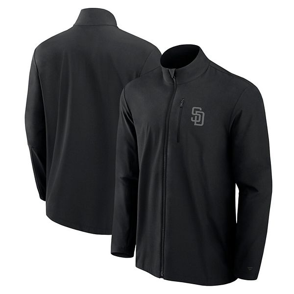 Men's Fanatics Signature Black San Diego Padres Front Office Woven Full-Zip Jacket Fanatics Signature