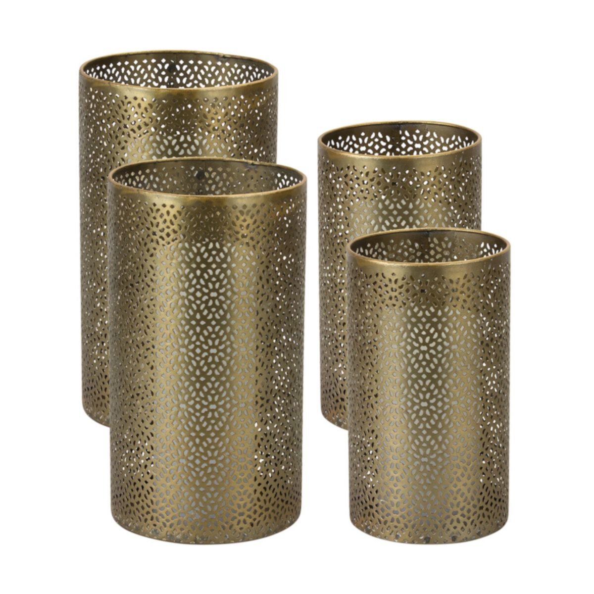 Golden Ornamental Punched Metal Candle Holder (set Of 4) Slickblue