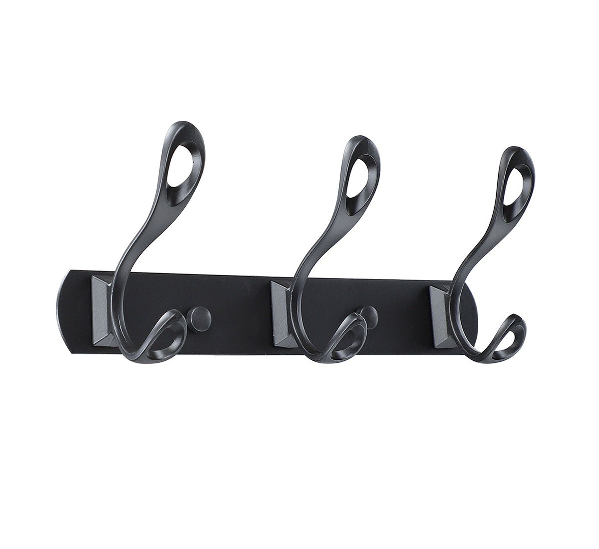 Dual Wall Hooks Stainless Steel Base 10 Inch 3 Hooks Cloth Towel Holder Black Unique Bargains