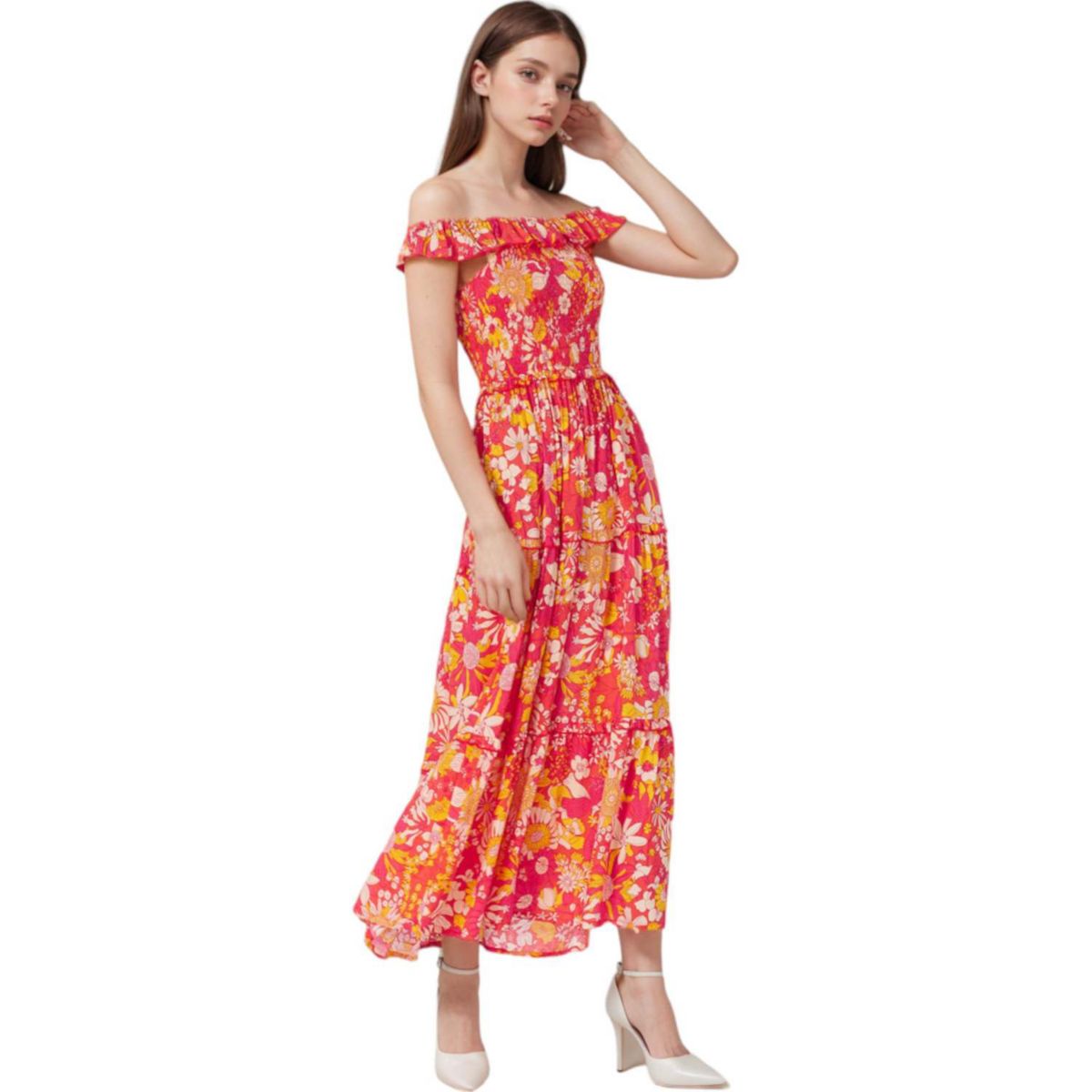 Women's Strappy Smocked Floral Dress Anna-Kaci