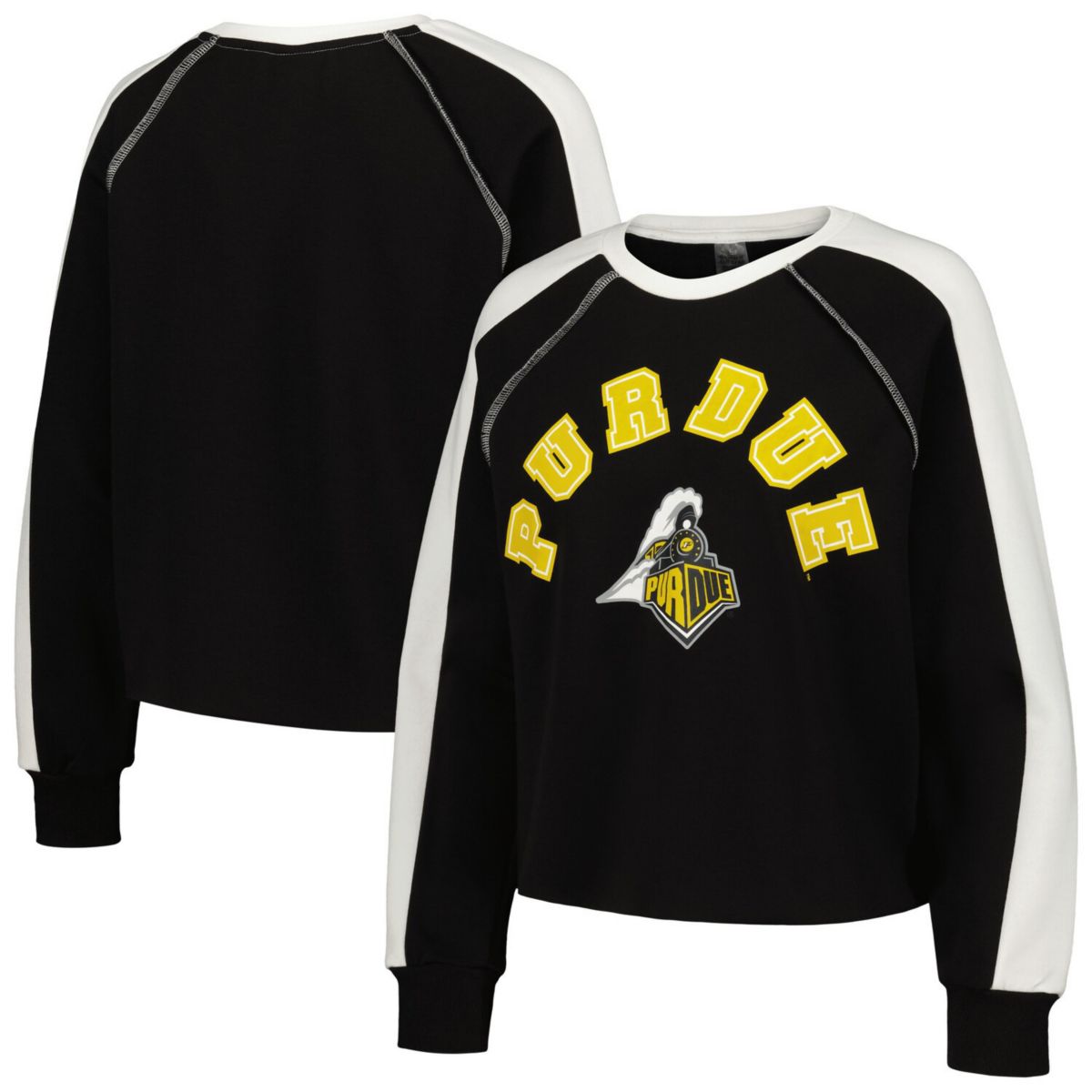 Женская Футболка Gameday Couture Черная Purdue Boilermakers Blindside Raglan Кроп-топ Gameday Couture