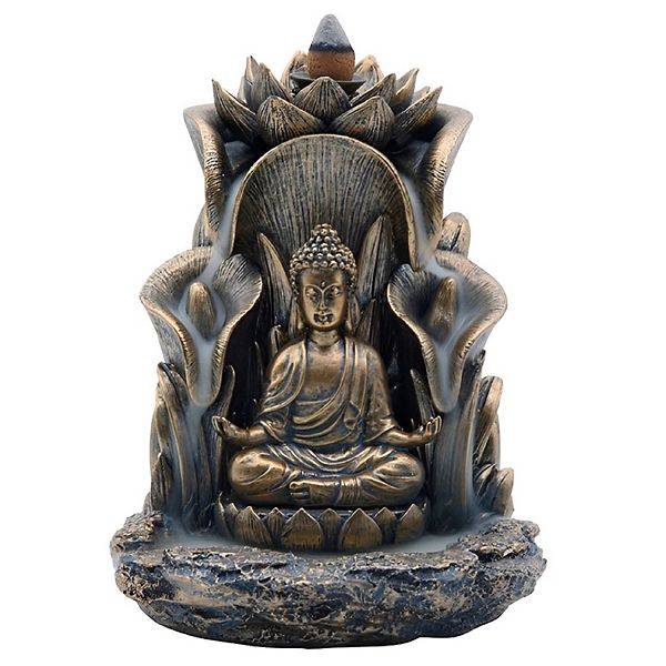 Фигурка Buddha бронзовая с лотосом, высота 14 см, подсвечник для благовоний F.C Design