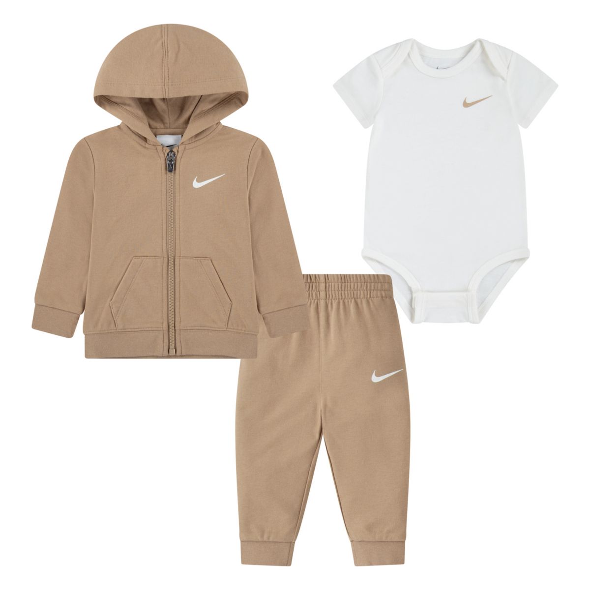 Детский Комплект Одежды Nike Для Девочек Bodysuit Full-zip Hoodie And Sweatpants 3-Piece Set Nike