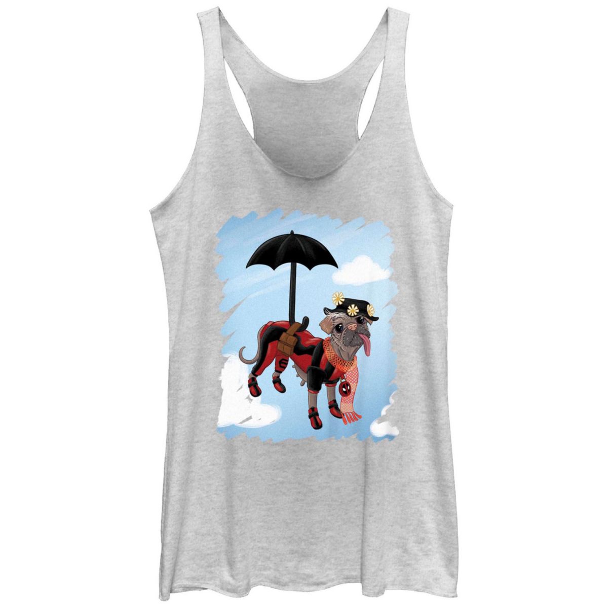 Juniors' Marvel Deadpool And Wolverine Dogpool Mary Poppins Graphic Racerback Tank Top Marvel