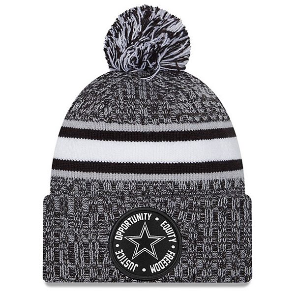 Men's New Era Heather Black Dallas Cowboys 2023 Inspire Change Cuffed Knit Hat With Pom New Era x Staple