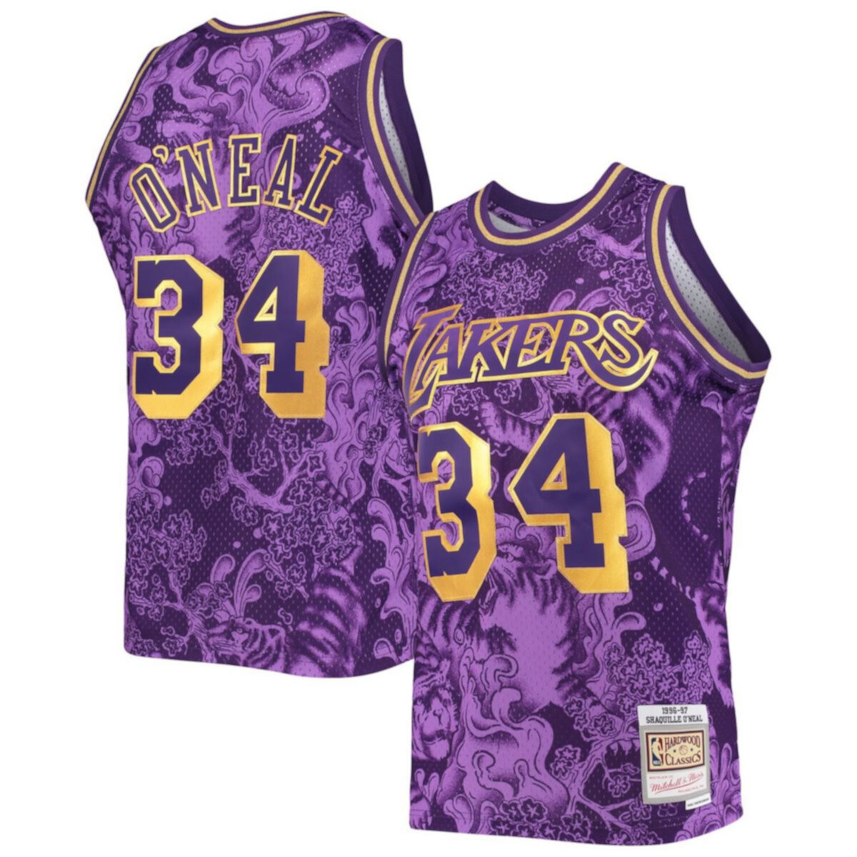 Мужская Футболка Mitchell & Ness Shaquille O'Neal Фиолетовая Los Angeles Lakers Hardwood Classics 1996/97 Lunar New Year Swingman Mitchell & Ness