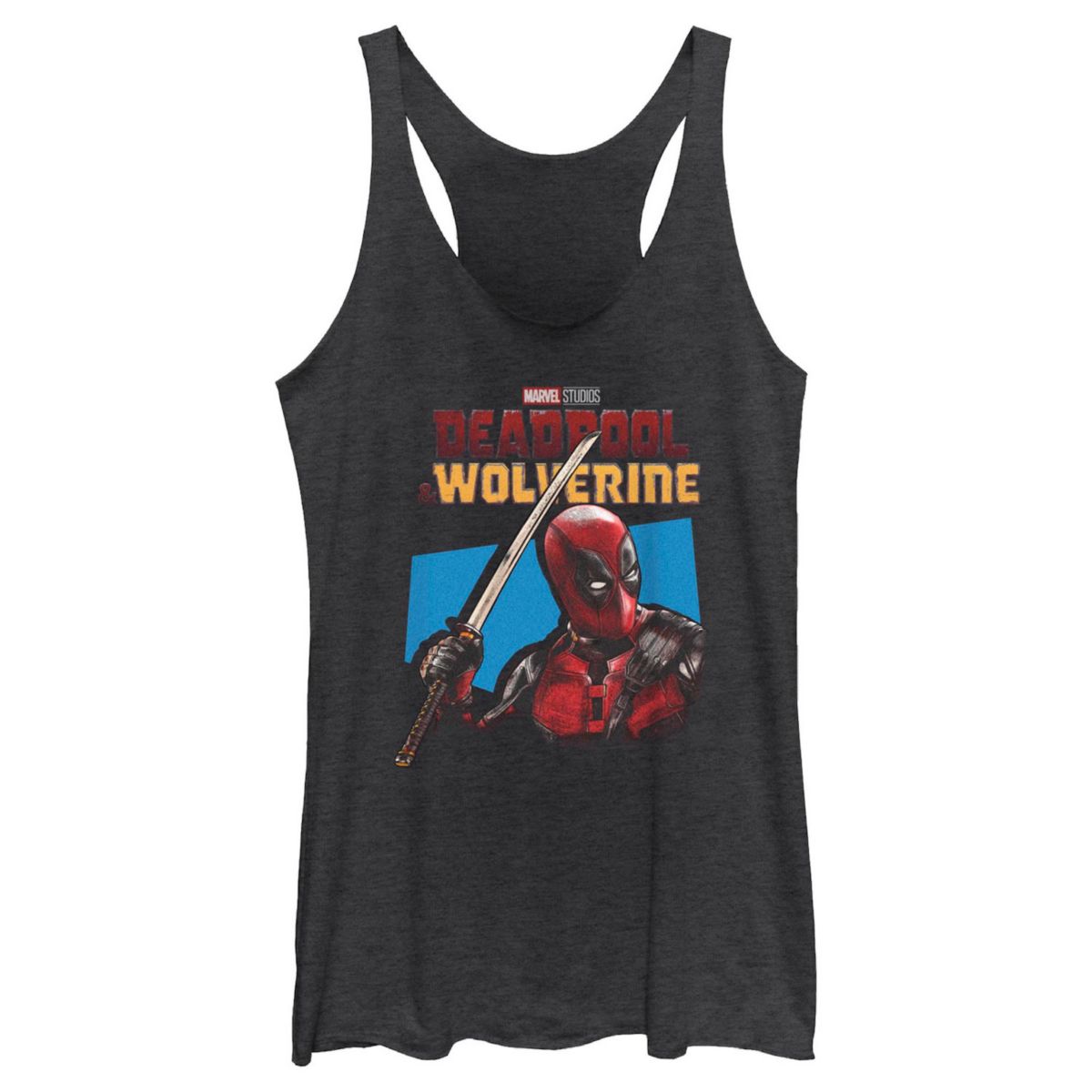 Juniors' Marvel Deadpool And Wolverine Katana Graphic Racerback Tank Top Marvel