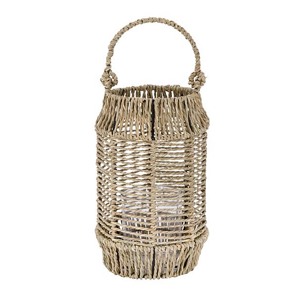 A&B Home Kira Seagrass Wrapped Lantern with Handle A&B Home