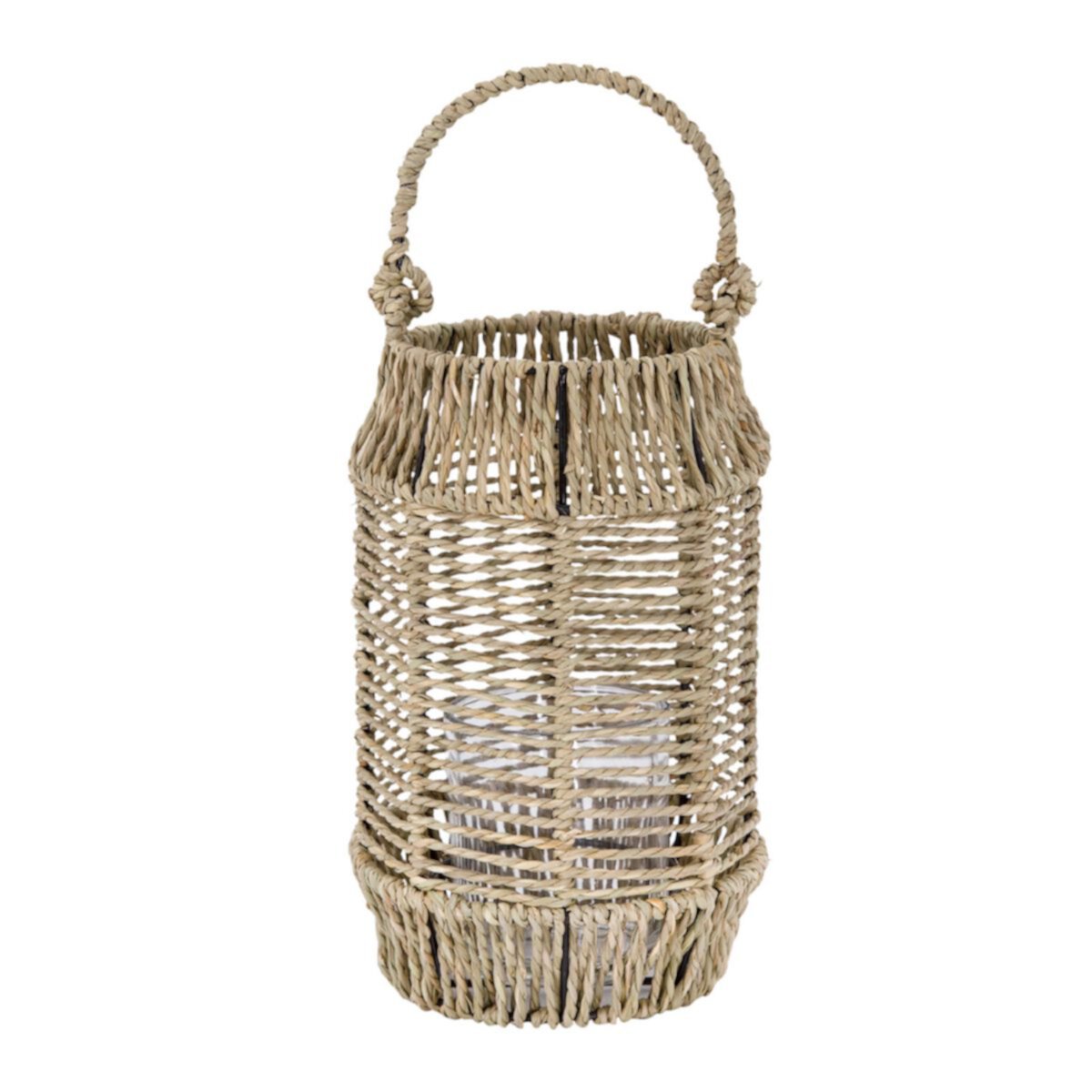 A&B Home Kira Seagrass Wrapped Lantern with Handle A&B Home