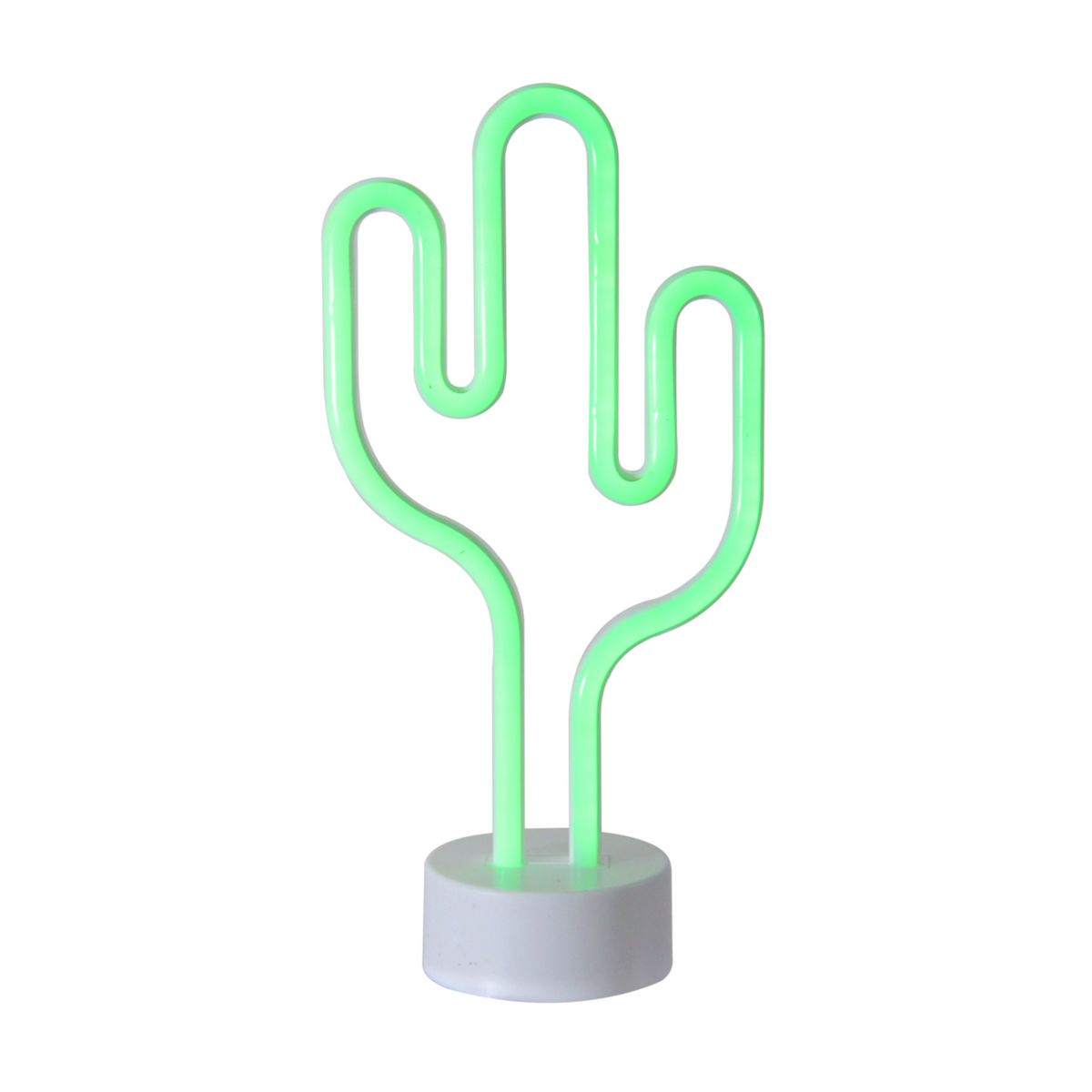 11.5&#34; Battery Operated Neon Style LED Green Cactus Table Light Christmas Central