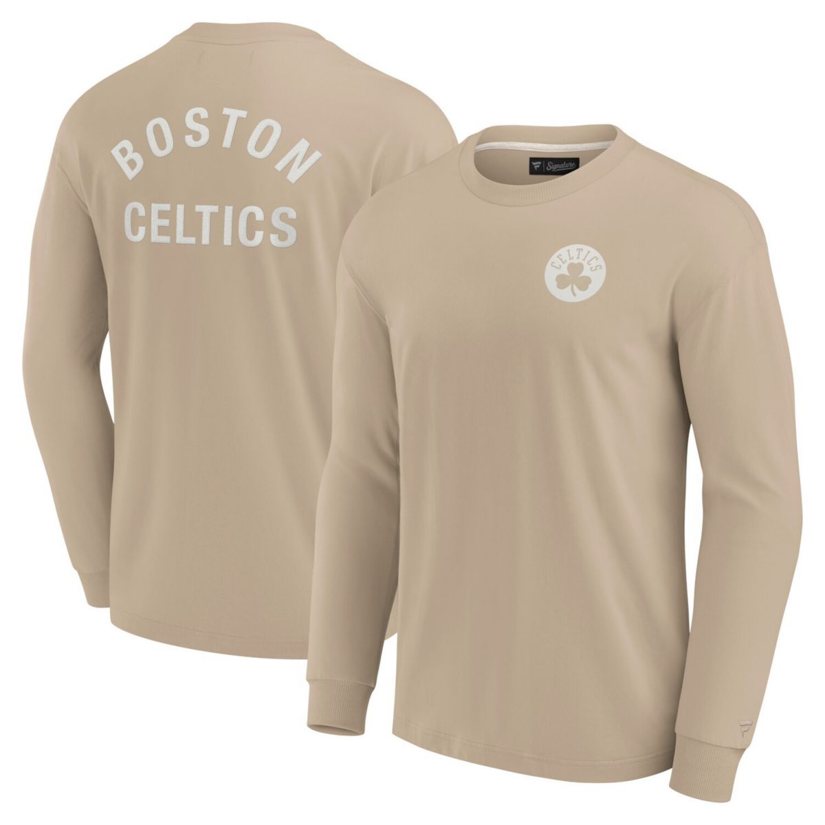 Унисекс Футболка Fanatics Signature Khaki Boston Celtics Elements Супер Мягкая С Длинным Рукавом Fanatics Signature