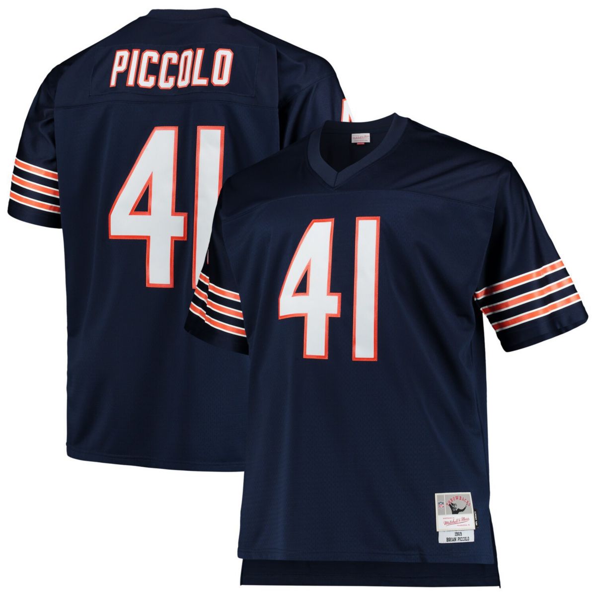 Мужская Футболка Mitchell & Ness Brian Piccolo Темно-синяя Chicago Bears Больших и Высоких 1969 Ретро Игрока Копия Mitchell & Ness