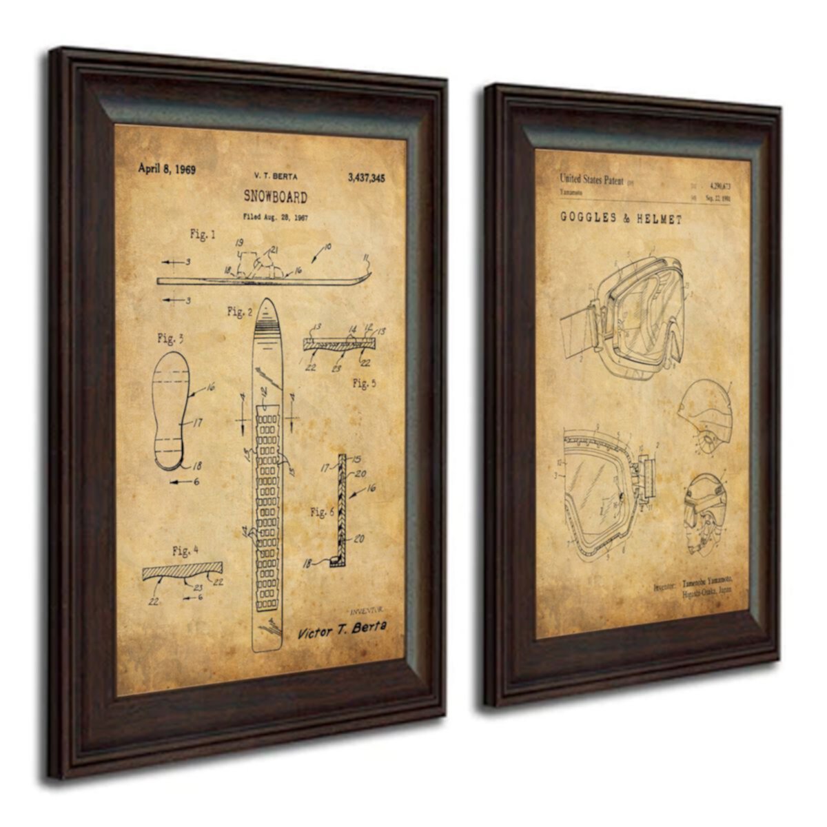 Personal-Prints Snowboard Patent 2-piece Framed Wall Art Set Personal-Prints