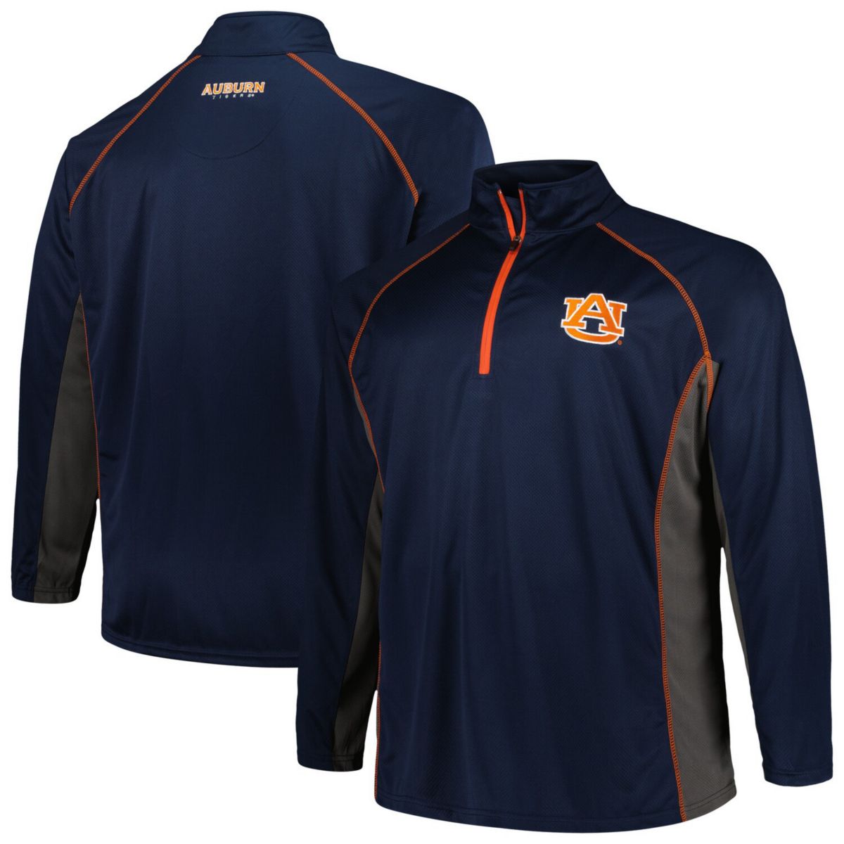 Мужская Повседневная Куртка Profile Navy Auburn Tigers Big & Tall Quarter-Zip Raglan Pullover Unbranded