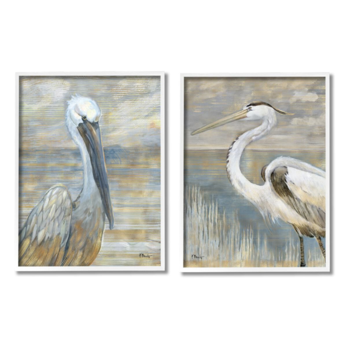 Stupell Home Decor Sea Birds Abstract Beach Framed Wall Art Set Stupell Home Decor