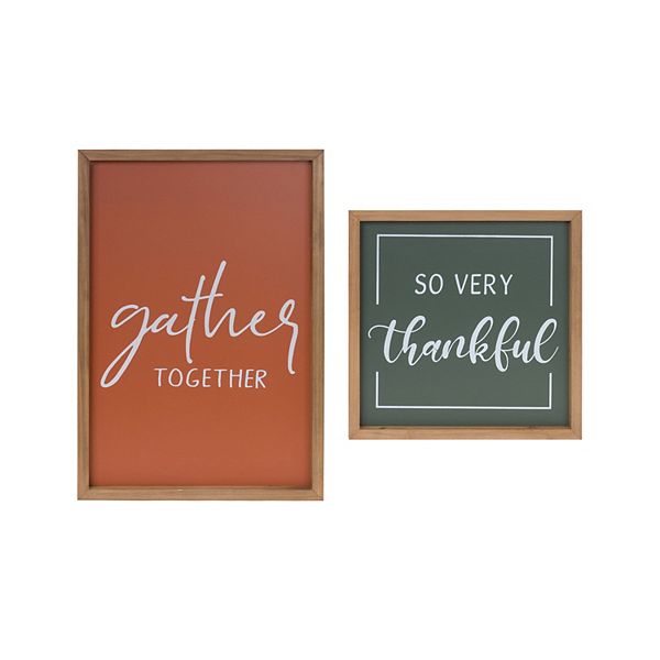 Melrose Gather Thankful Sentiment Sign 2-piece Set Melrose