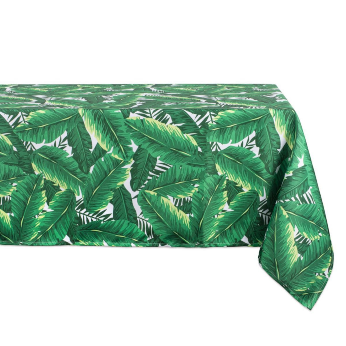 84&#34; Green and White Banana Leaf Outdoor Tablecloth Contemporary Home Living