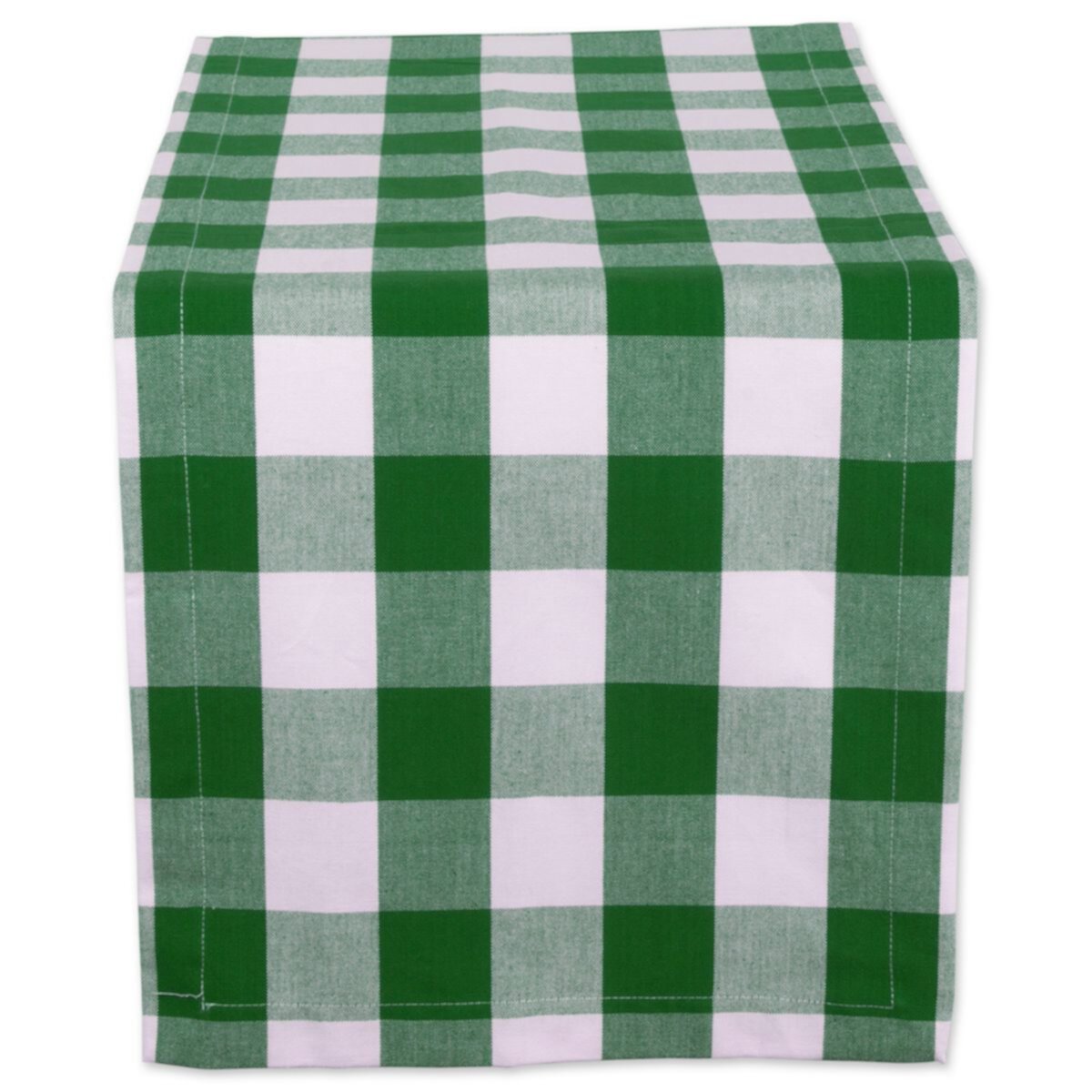 72&#34; Green and White Buffalo Check Rectangular Table Runner Contemporary Home Living