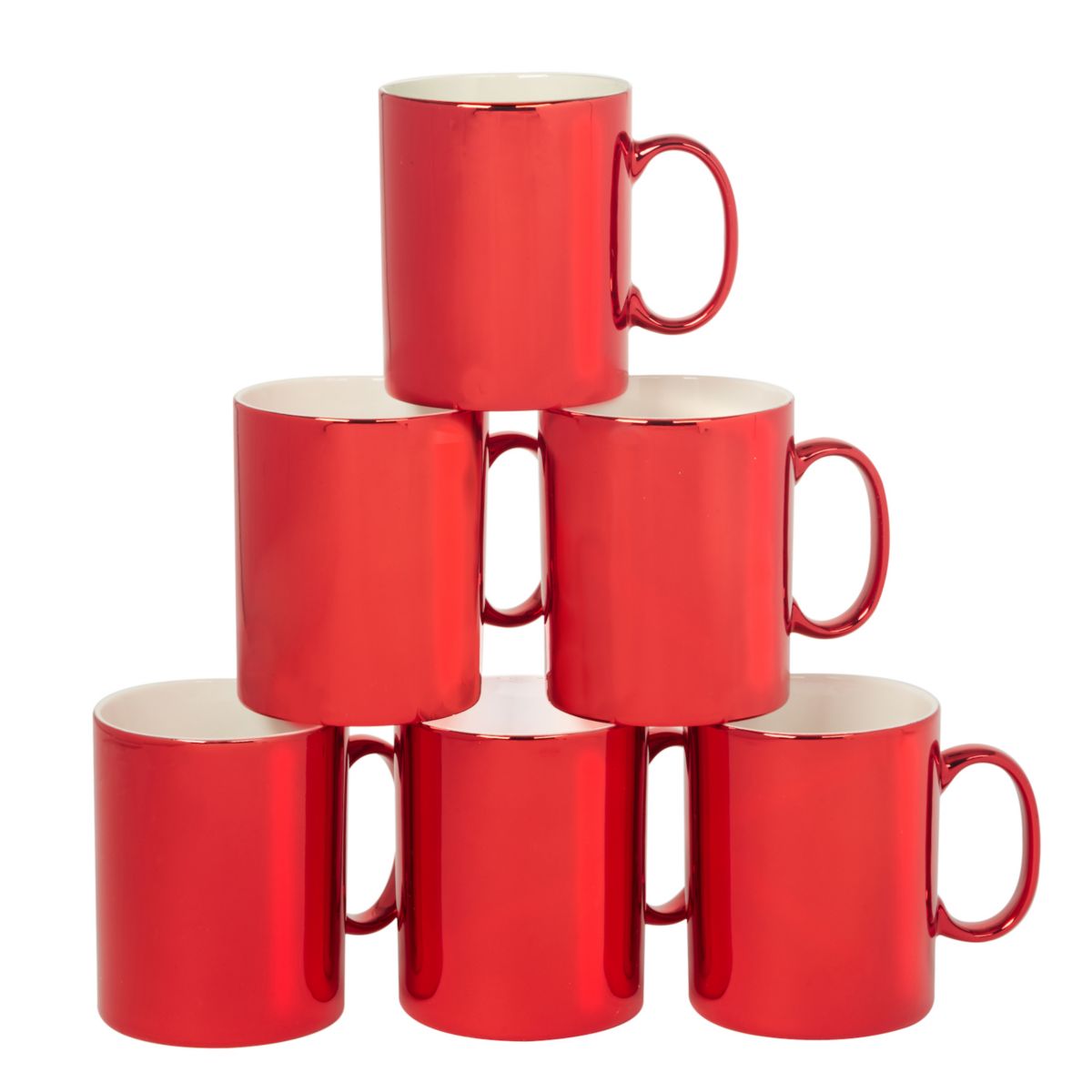 Certified International Set of 6 Holiday Lights Red Mugs Certified International