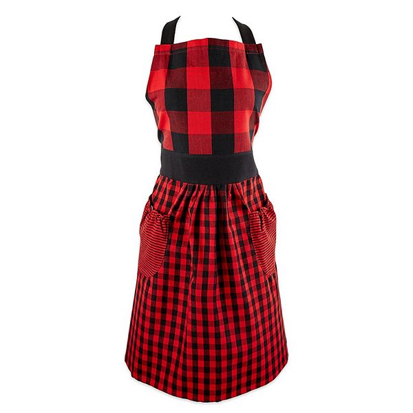 33.50&#34; Red and Black Checkered Apron Contemporary Home Living