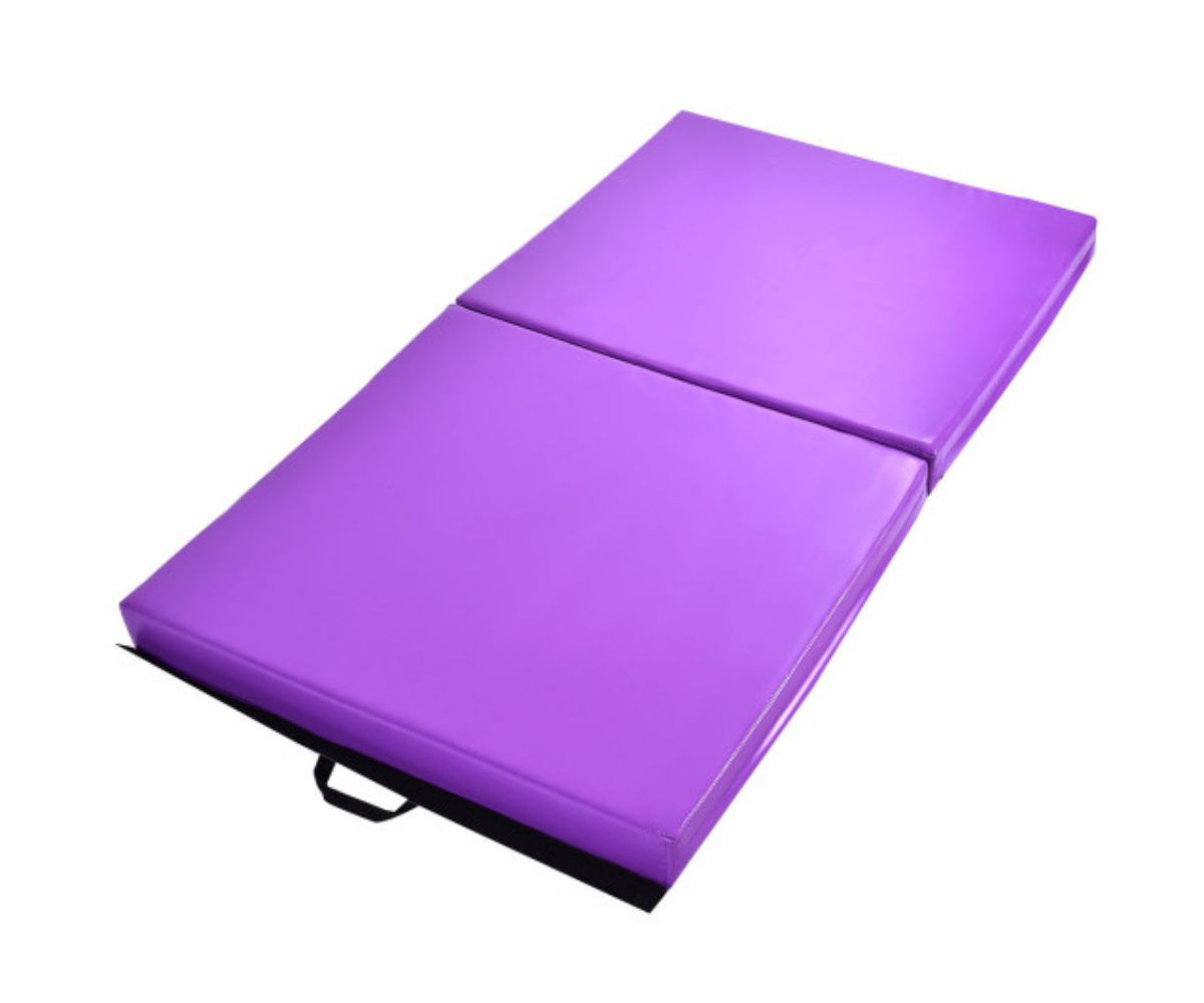 6' X 38&#34; X 4'' Purple Gymnastics Mat Two Folding Panel Slickblue
