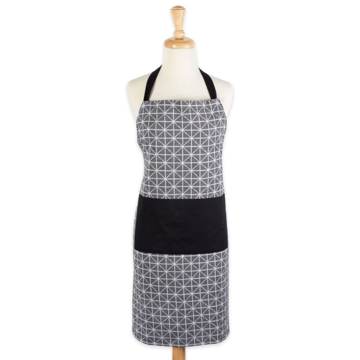 32&#34; Black and White Geometric Chef Apron with Front Pockets Contemporary Home Living