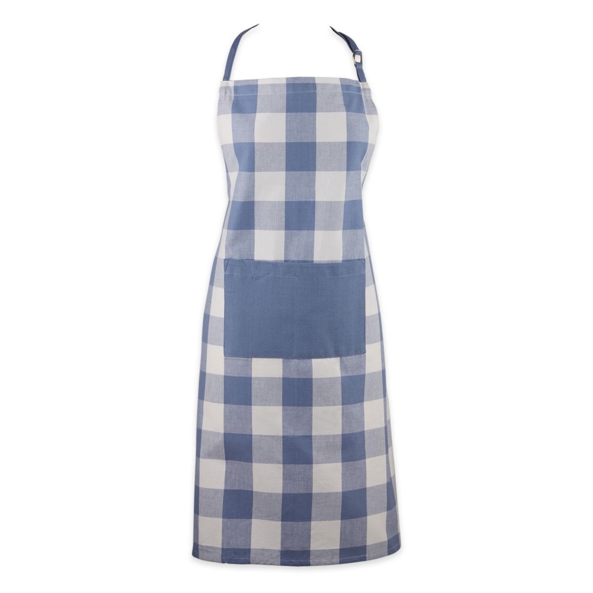 32&#34; White and Stonewash Blue Buffalo Check Apron Contemporary Home Living