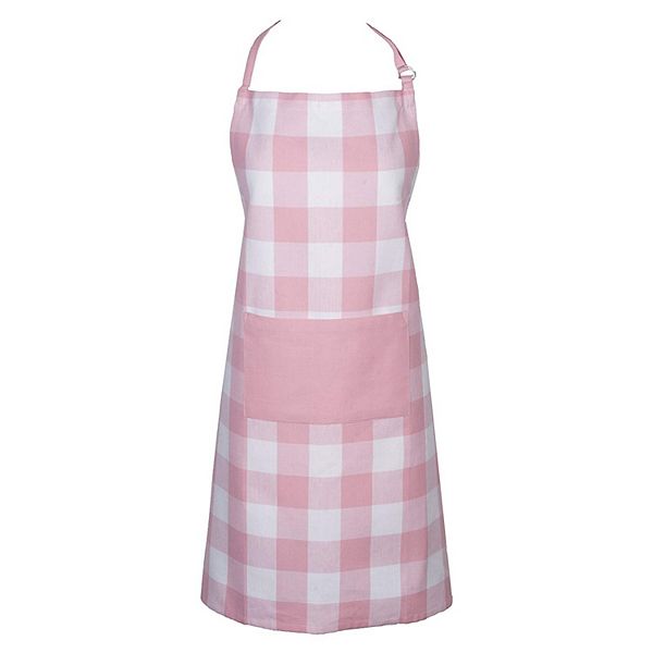 32&#34; Pink and White Checkered Chef Apron with Front Pocket Contemporary Home Living