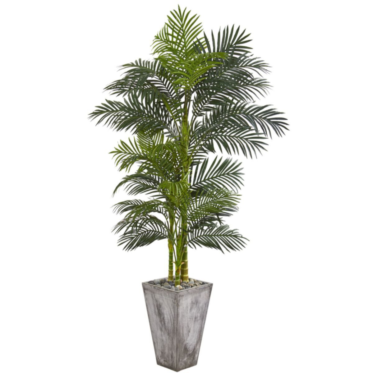 nearly natural 7-ft. Golden Cane Artificial Palm Tree in Cement Planter NEARLY NATURAL