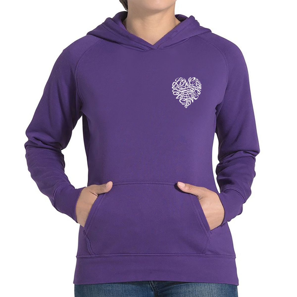 Cursive Heart - Women's Word Art Hooded Sweatshirt LA Pop Art