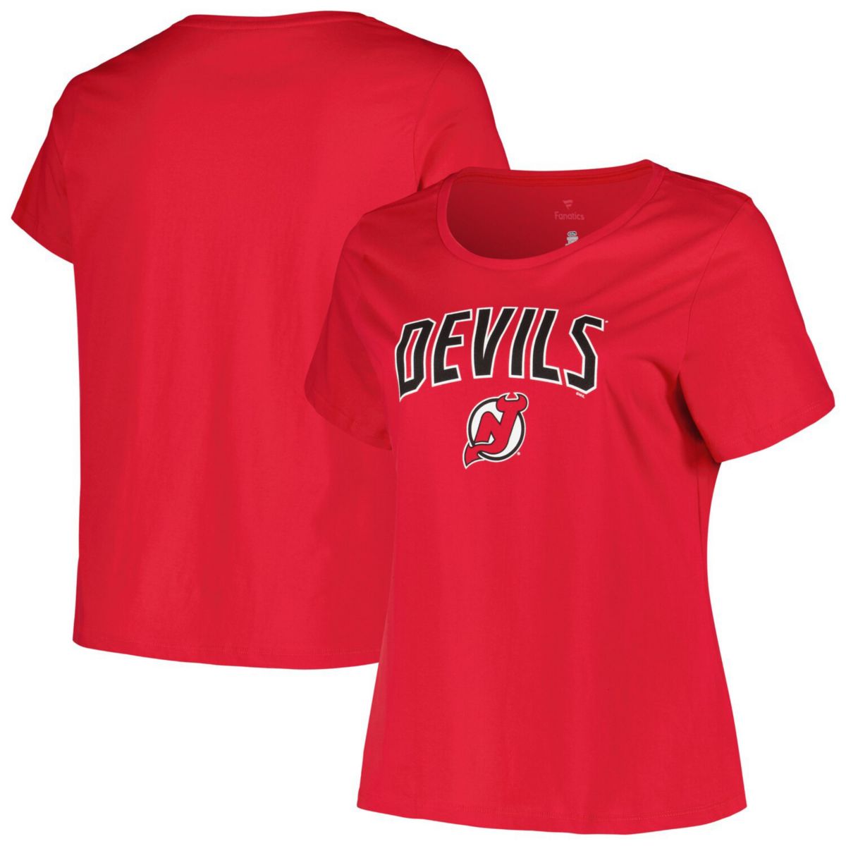 Women's Profile Red New Jersey Devils Plus Size Arch Over Logo T-Shirt Profile