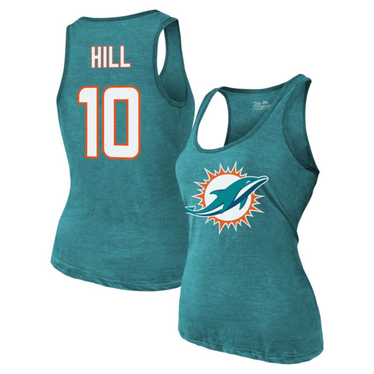 Женская Футболка Majestic Threads Tyreek Hill Aqua Miami Dolphins Name & Number Tri-Blend Majestic Threads