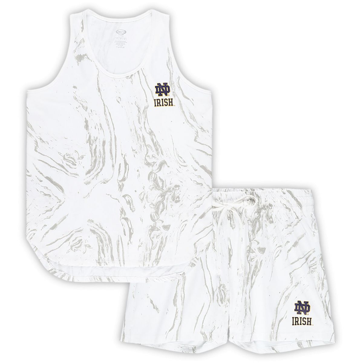 Women's Profile Cream Notre Dame Fighting Irish Plus Size Marble Tank and Short Set Profile