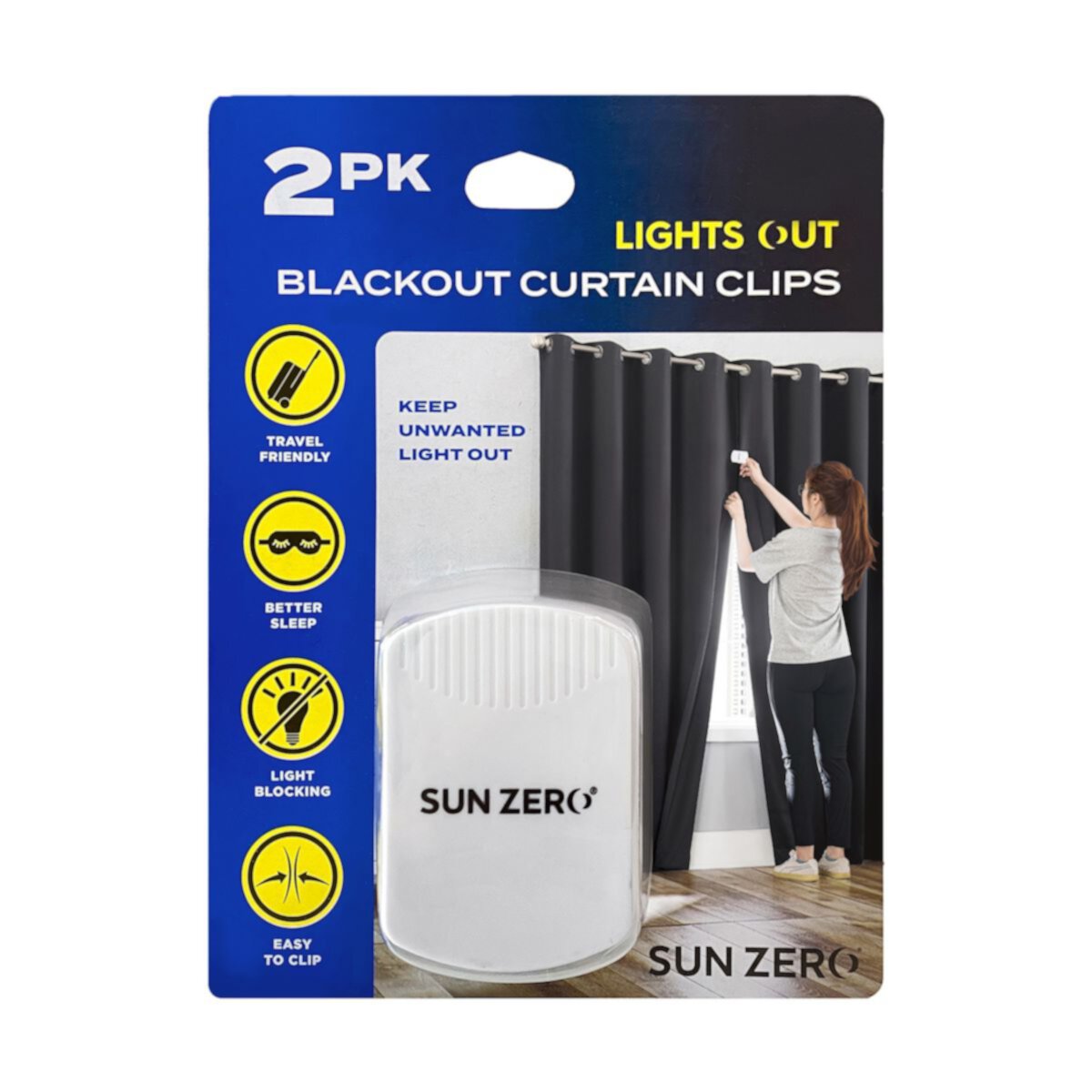 Sun Zero Lights Out Blackout Curtain Clips 2-piece Set Sun Zero