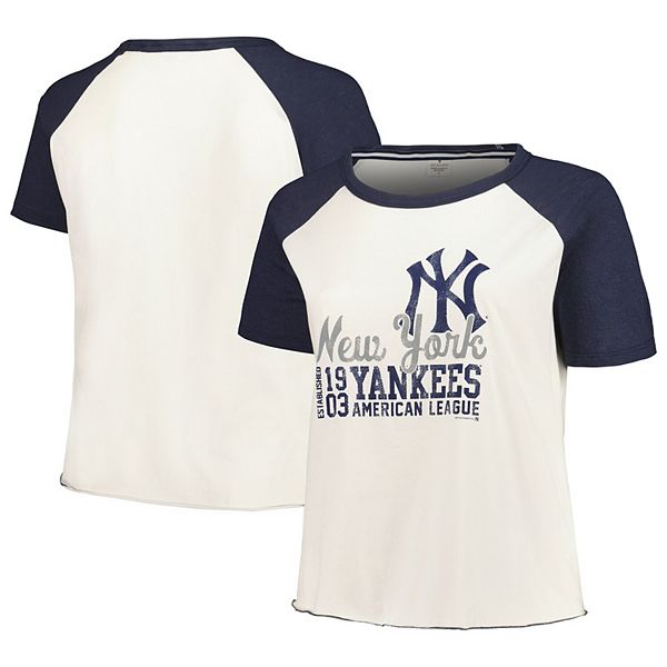 Женская футболка реглан с логотипом New York Yankees из хлопка для полных, Soft as a Grape Soft As A Grape