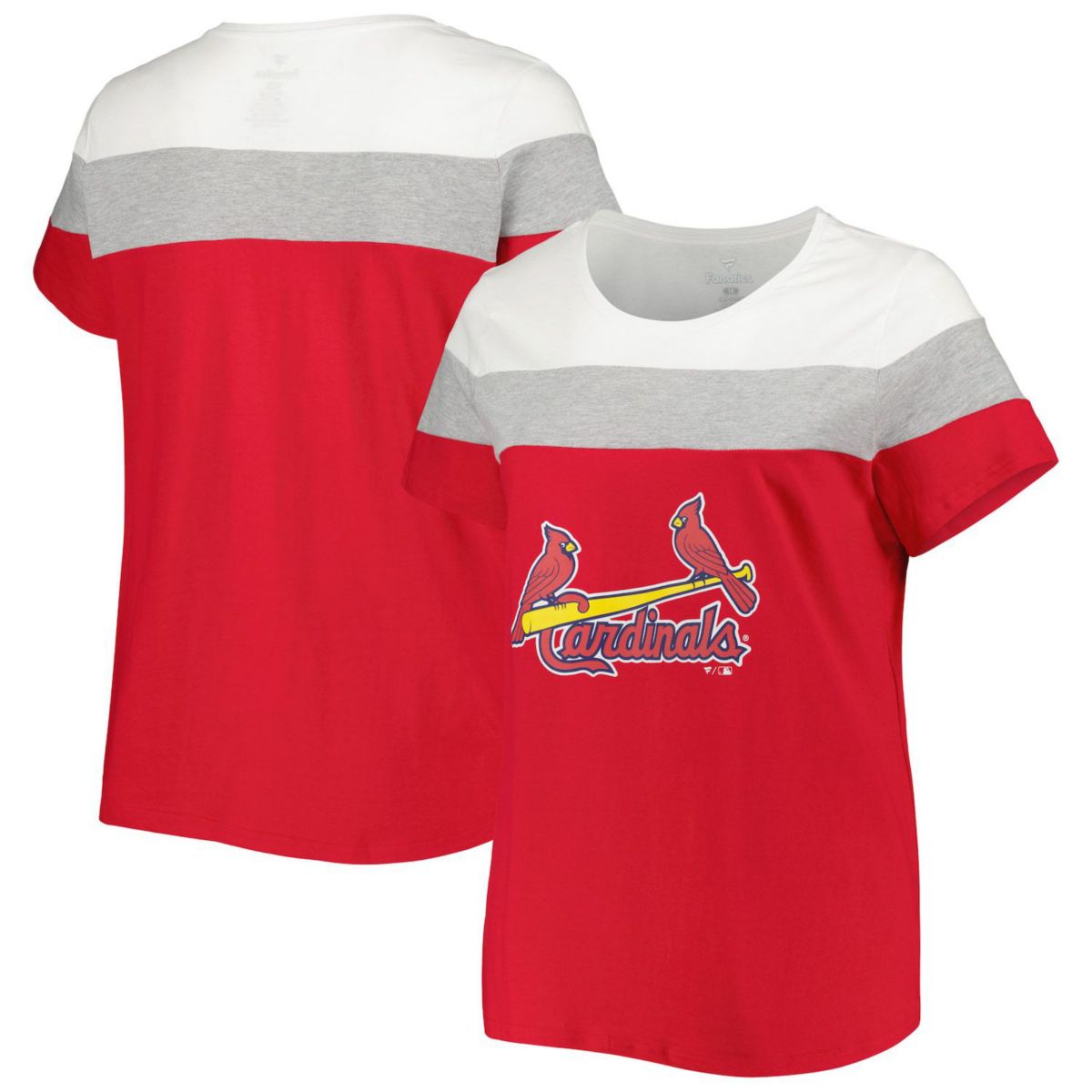 Women's Red/Heather Gray St. Louis Cardinals Plus Size Colorblock T-Shirt Profile