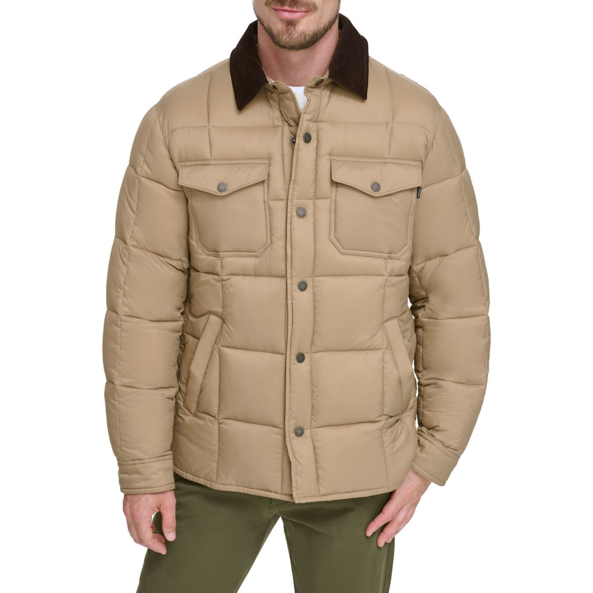 Мужская Повседневная куртка Dockers Midweight Quilted Shacket с вельветовым воротником Dockers