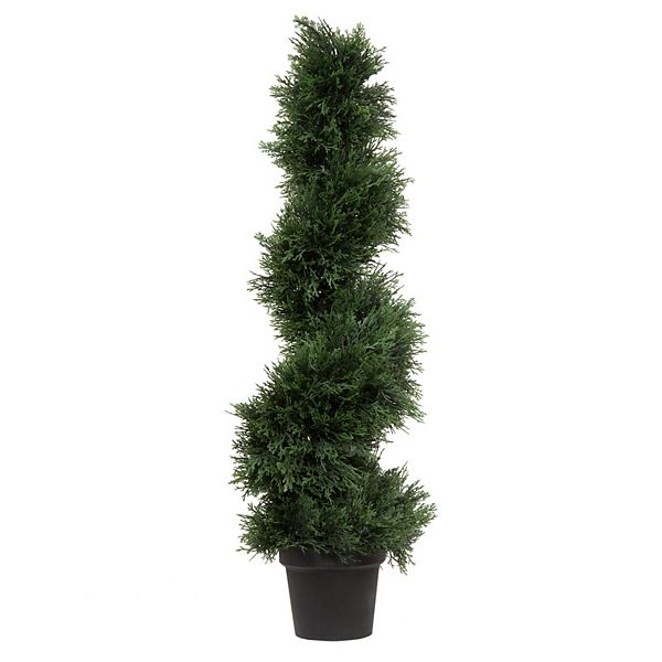 Vickerman 4' Artificial Potted Green Cedar Spiral Tree Vickerman