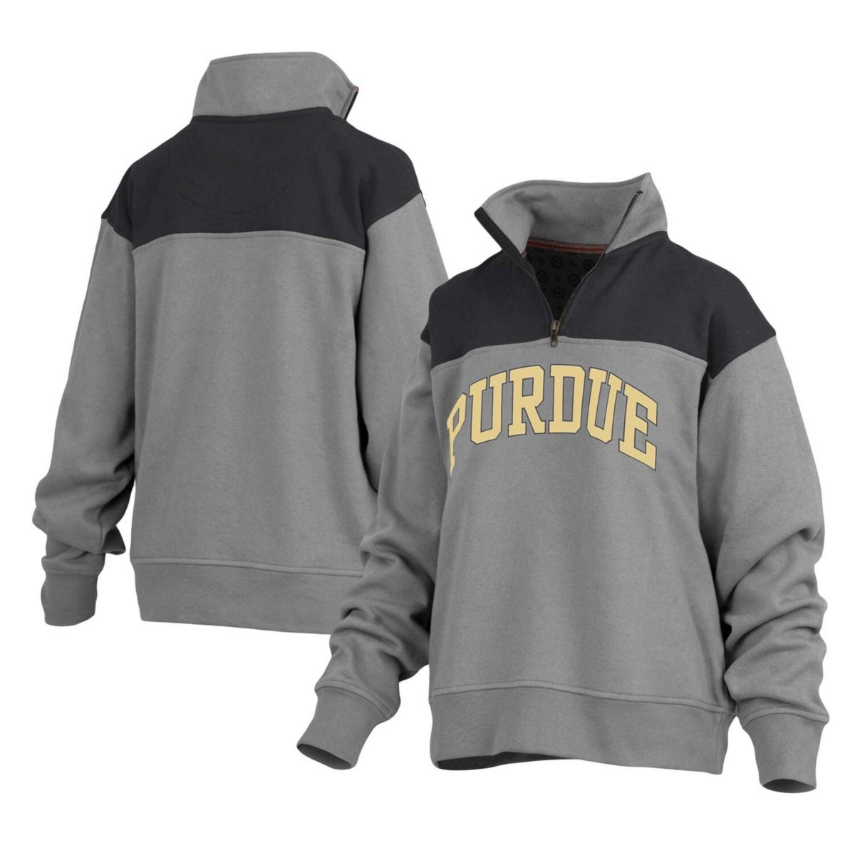 Женская Куртка Pressbox Avon Fleece с четвертной молнией серого цвета Purdue Boilermakers Unbranded