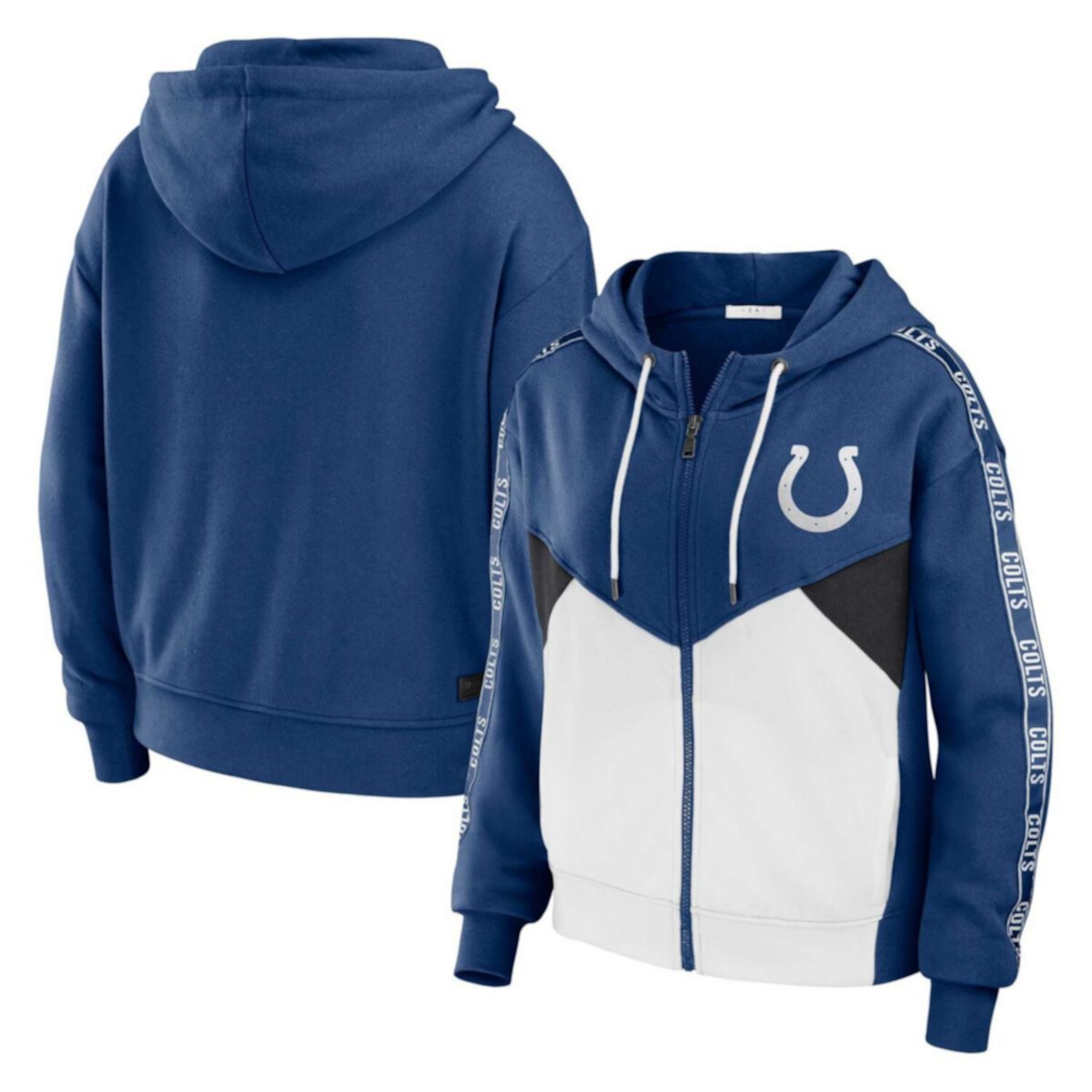 Women's WEAR by Erin Andrews Royal/White Indianapolis Colts Plus Size Color Block Full-Zip Hoodie WEAR by Erin Andrews