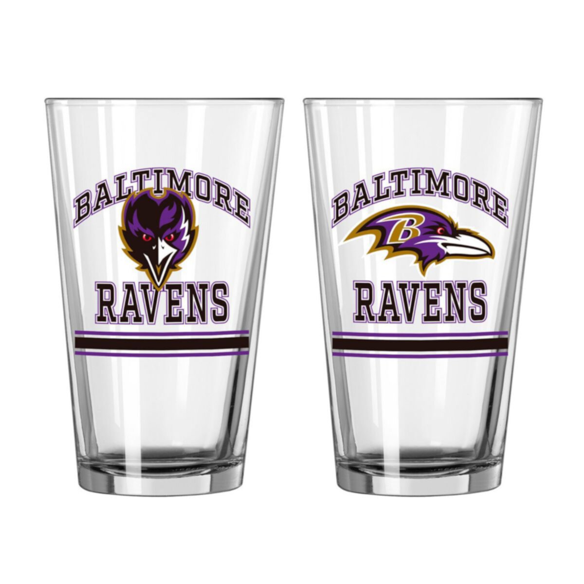 Baltimore Ravens 16oz. Pint Glass Two Pack Logo Brand