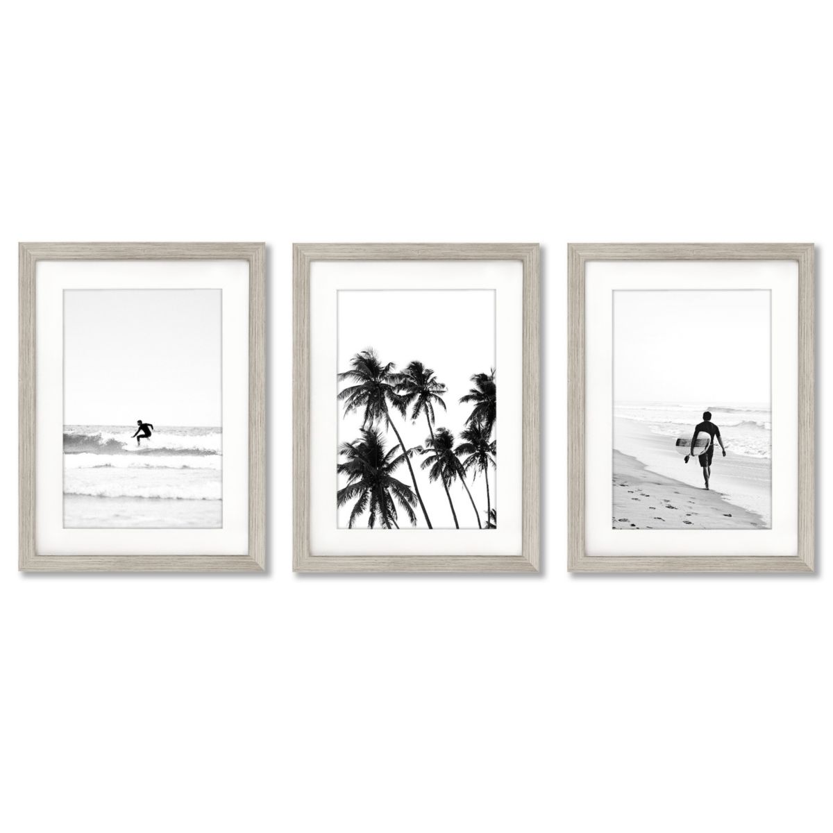 Americanflat Black & White Surf Framed Wall Art 3-piece Set Americanflat