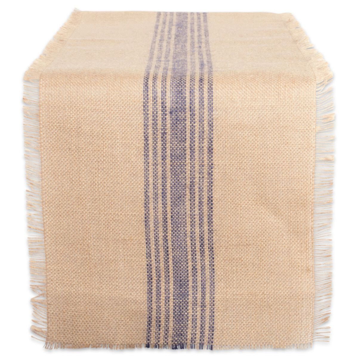 72&#34; Beige and Blue Middle Striped Rectangular Table Runner Contemporary Home Living