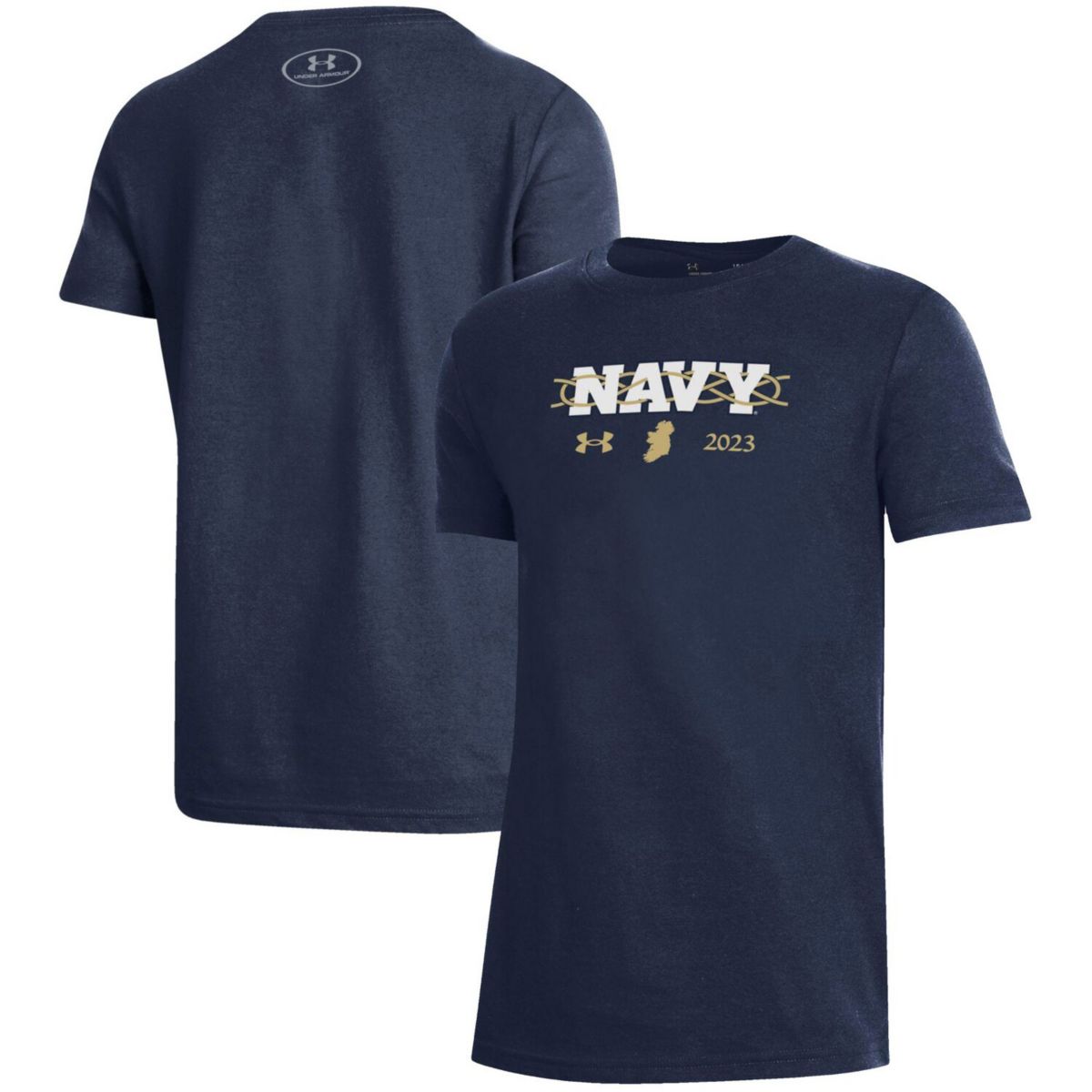 Youth Under Armour  Navy Navy Midshipmen 2023 Aer Lingus College Football Classic Performance Cotton T-Shirt Under Armour