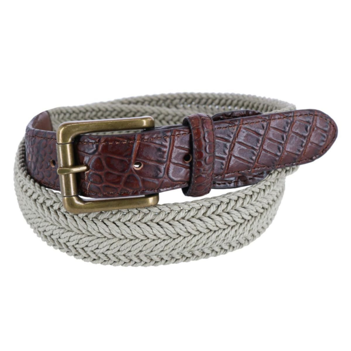Ctm Men's Big & Tall Waxed Braided Belt With Croc Print Ends CTM
