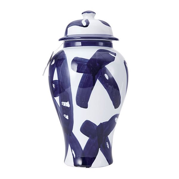 Mikasa 8&#34; x 15&#34; Blue White Paint Stroke Canister MIKASA