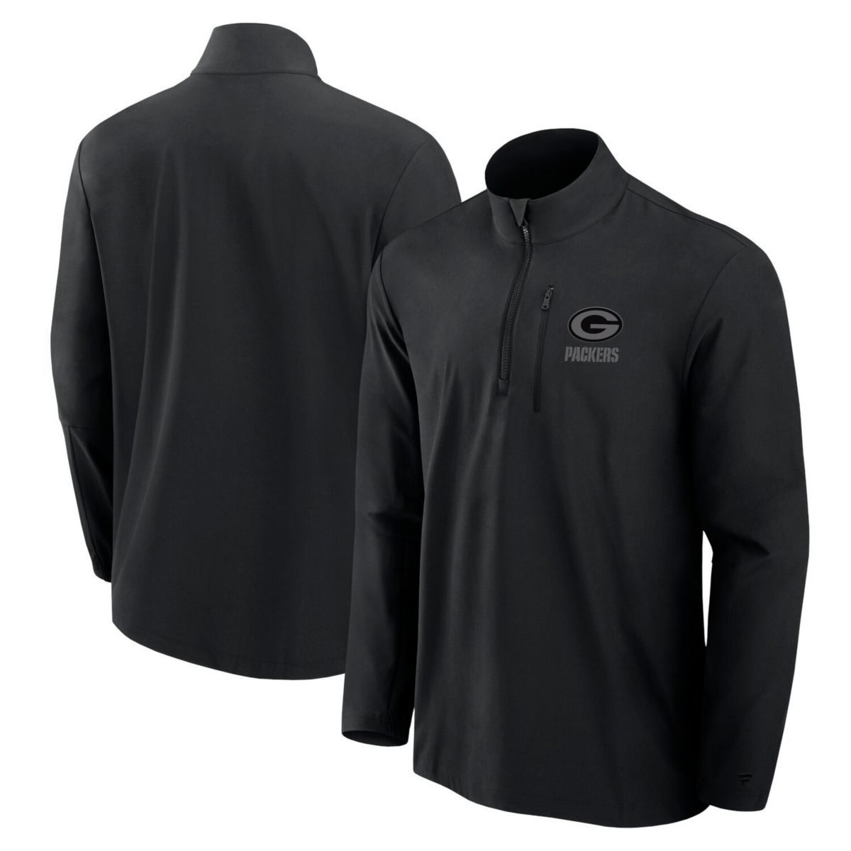 Мужская Футболка Fanatics Signature Black Green Bay Packers Front Office Woven Quarter-Zip Jacket Fanatics Signature