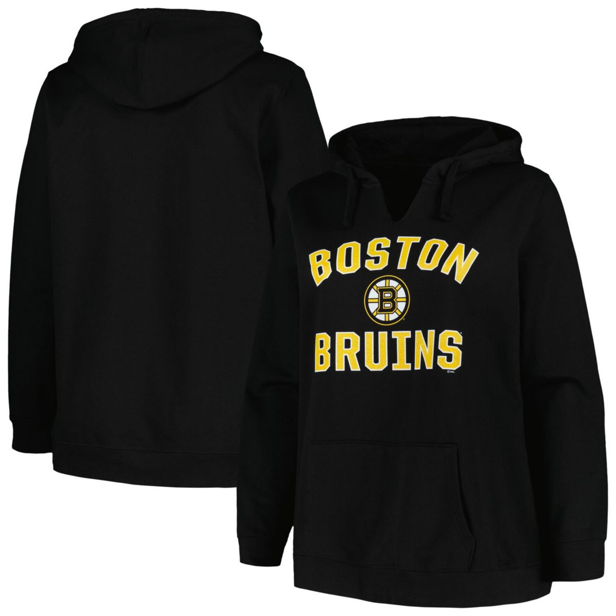 Women's Profile Black Boston Bruins Plus Size Arch Over Logo Pullover Hoodie Profile