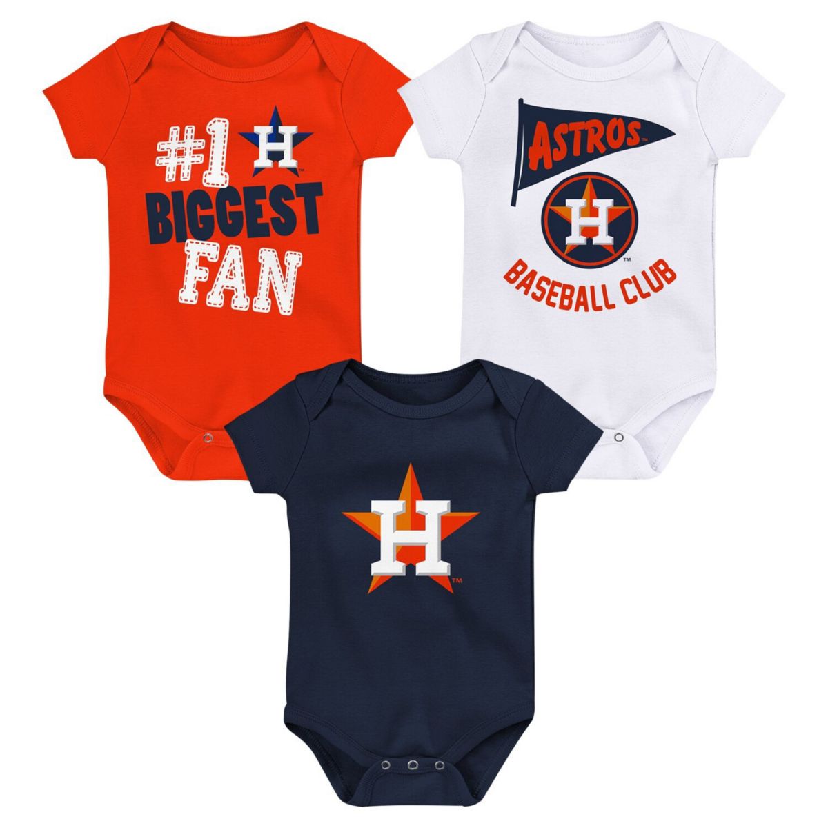 Детские Боди Unbranded Houston Astros Fan Pennant 3-Pack Unbranded